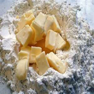 Flour and Butter Weighed Ready For Mixing